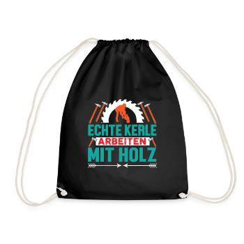 Lustiger Schreiner Zimmermann Tischler Holzfäller - Turnbeutel - Schwarz - Vorne