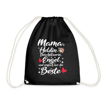 Mama Muttertag Spruch Lieblingsmama Heldin Engel - Turnbeutel - Schwarz - Vorne