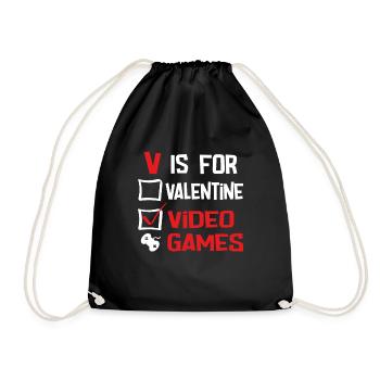 V is for valentine video games - Turnbeutel - Schwarz - Vorne
