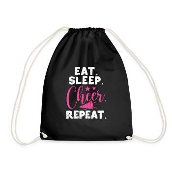Eat Sleep Cheer Repeat Cheerleading TShirt - Drawstring Bag - black - Front