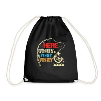 Here Fishy - Drawstring Bag - black - Front
