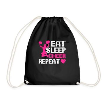 EAT SLEEP CHEER REPEAT Cheerleading Team Cheerlead - Drawstring Bag - black - Front