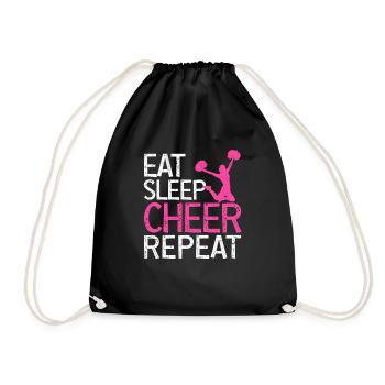 Eat Sleep Cheer Repeat - Cheerleader Cheerleading - Drawstring Bag - black - Front