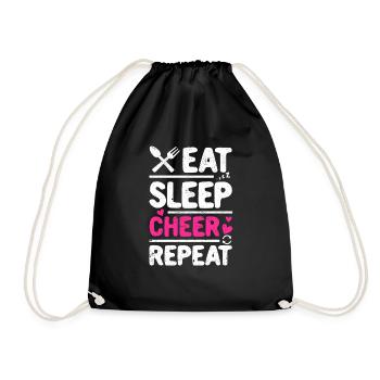 Eat Sleep Cheer Repeat Funny Cheerleader Cheering - Drawstring Bag - black - Front