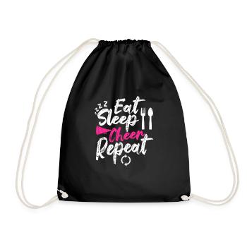 Eat Sleep Cheer Repeat Funny Cheerleader Cheering - Drawstring Bag - black - Front