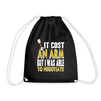 Cost An Arm But Was Able To Negotiate Prosthesis - Drawstring Bag - black - Front