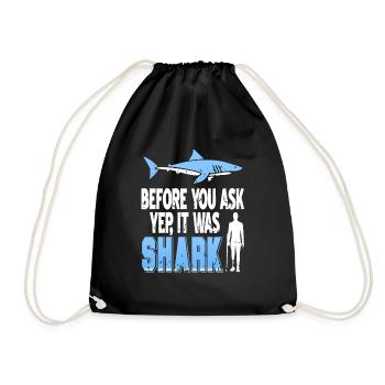 Yep It Was Shark Funny Prosthesis Prosthetic - Drawstring Bag - black - Front