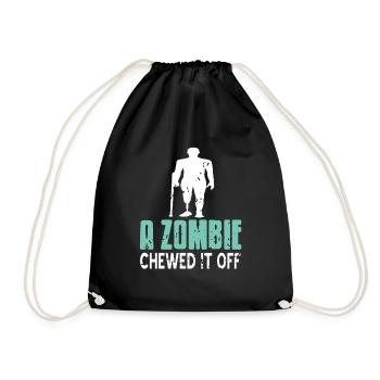 A Zombie Chewed It Off Retro Funny Prosthesis - Drawstring Bag - black - Front