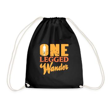 One Legged Wonder Retro Funny Prosthesis Designs - Drawstring Bag - black - Front