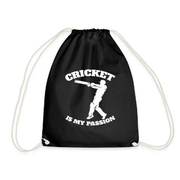 Cricket Gift Cricket Fan Slogan Team Cricket - Drawstring Bag - black - Front