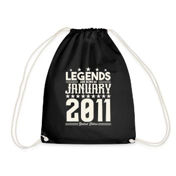 A2Gift Legend January 2011. Gift January 2011 - Drawstring Bag - black - Front