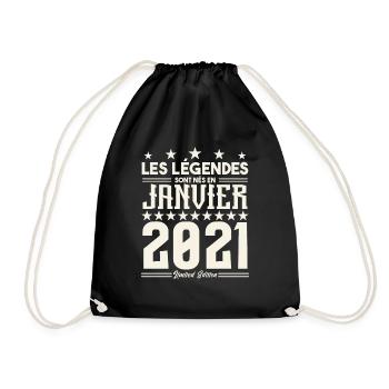 cadeau d'anniversaire janvier 2021. Janvier 2021. - Sac de sport léger - noir - Devant