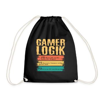 Gamer Logik Gaming Video Games Streamer Motive - Turnbeutel - Schwarz - Vorne