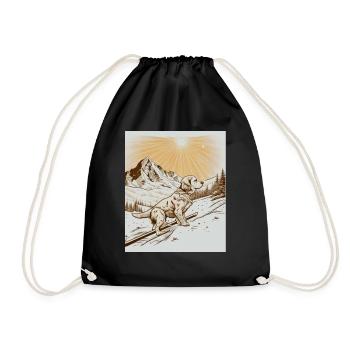 Dog skiing - Drawstring Bag - black - Front