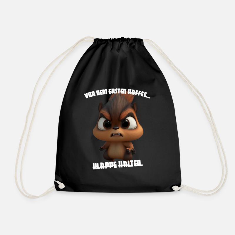 süßes Eichhörnchen mit Spruch Kaffee - Turnbeutel - Schwarz