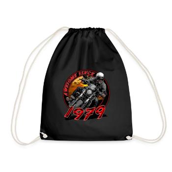 Awesome since 1979, biker's birthday - Drawstring Bag - black - Front