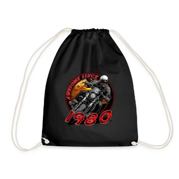 Awesome since 1980, Biker Geburtstag - Turnbeutel - Schwarz - Vorne