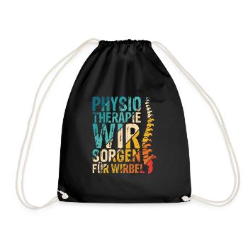 Physio Therapie Wir Sorgen Für Wirbel - Therapeut - Turnbeutel - Schwarz - Vorne