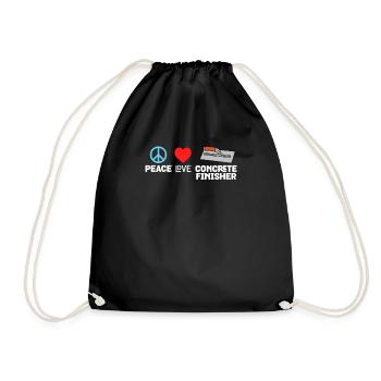 Peace Love Concrete Finisher Construction Worker - Drawstring Bag - black - Front
