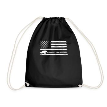 Concrete Finisher Concrete Whisperer American Flag - Drawstring Bag - black - Front