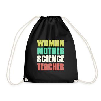 Woman Mother Science Teacher Retro Teacher Designs - Drawstring Bag - black - Front