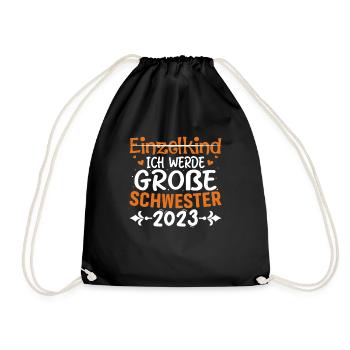 Ich Werde Große Schwester 2023 Schwangerschaft - Turnbeutel - Schwarz - Vorne