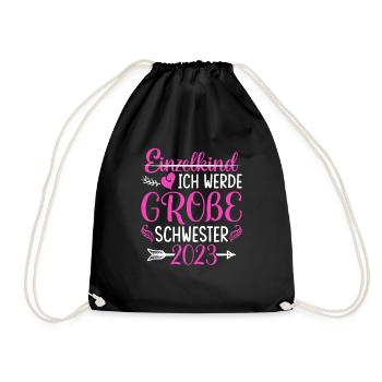 Ich Werde Große Schwester 2023 Schwangerschaft - Turnbeutel - Schwarz - Vorne