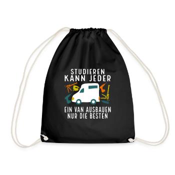 Camping Studieren kann jeder Van ausbau - Turnbeutel - Schwarz - Vorne
