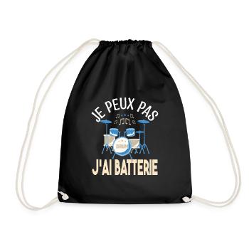 Je peux pas j'ai batterie. Cadeau batteur Musicien - Sac de sport léger - noir - Devant