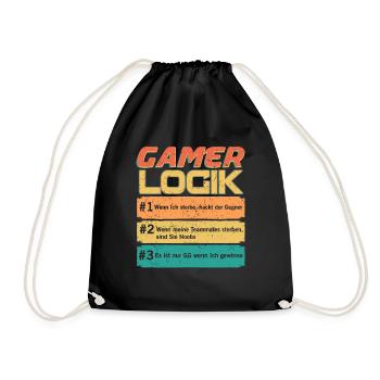 Gamer Logik Gaming Video Games Streamer Motive - Turnbeutel - Schwarz - Vorne
