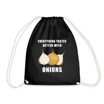 Onion Food Lover Hobby Chef Onions Vegetables - Drawstring Bag - black - Front