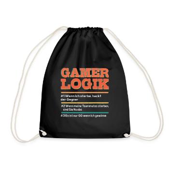 Gamer Logik Gaming Video Games Streamer Motive - Turnbeutel - Schwarz - Vorne