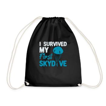 Skydiver I have my first - Drawstring Bag - black - Front
