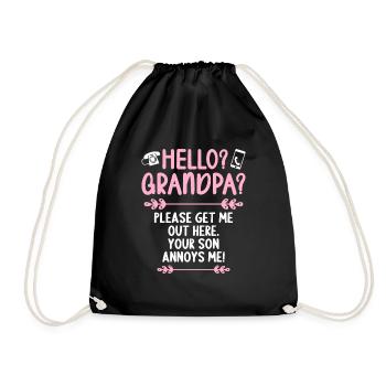 Hello Grandpa please get me out of here - Drawstring Bag - black - Front