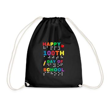 100e jour d’école braille aveugle visuel - Sac de sport léger - noir - Devant