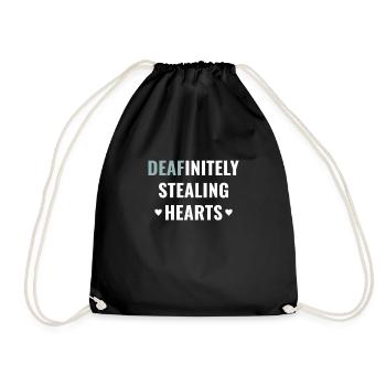 Valentine's Day Deaf Pride ASL Steal Hearts D/HH - Turnbeutel - Schwarz - Vorne