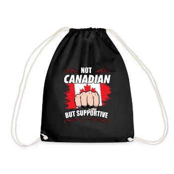 Not Canadian But Supportive Travel Tourist - Drawstring Bag - black - Front