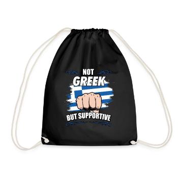 Not Greek But Supportive Travel Tourist Greek - Turnbeutel - Schwarz - Vorne