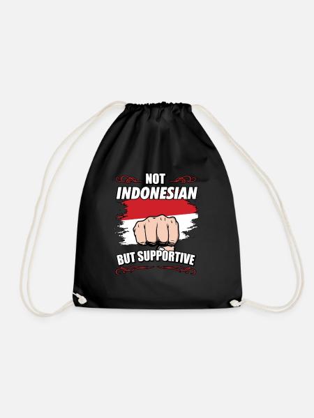 Not Indonesian But Supportive Travel Tourist - Turnbeutel - Schwarz