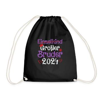 Jungen Ich werde Großer Bruder 2024 Geburt Spruch - Turnbeutel - Schwarz - Vorne