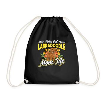 Labradoodle Dog - Drawstring Bag - black - Front