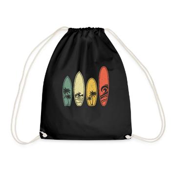 Surfer Vintage Surfboards Surfbrett Retro - Turnbeutel - Schwarz - Vorne
