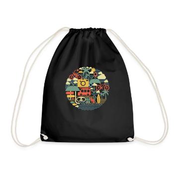 Vintage Summer Holiday Roadtrip Retro - Drawstring Bag - black - Front