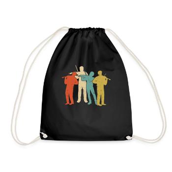 Violin Violinist Retro Vintage - Drawstring Bag - black - Front