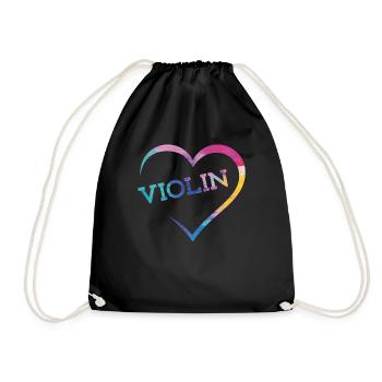 Violin Violinist Heart Watercolor - Turnbeutel - Schwarz - Vorne