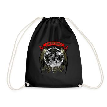 Awesome since 1990, biker's birthday - Drawstring Bag - black - Front