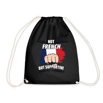 Not French But Supportive Travel Tourist French - Drawstring Bag - black - Front