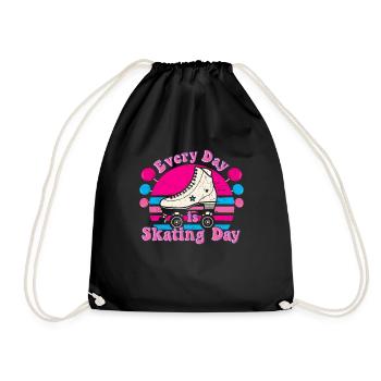 Every Day Is Skating Day Roller Skates Gift Idea - Drawstring Bag - black - Front