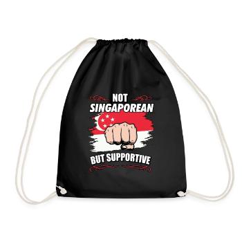 Not Singaporean But Supportive Travel Tourist - Turnbeutel - Schwarz - Vorne