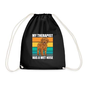 Labradoodle Dog - Drawstring Bag - black - Front